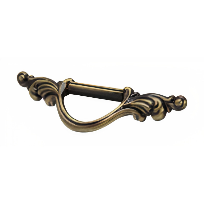 Puxador rústico, espelho asa argola Sofima 144, zamak niquelado preto, C.110 x A.17 mm