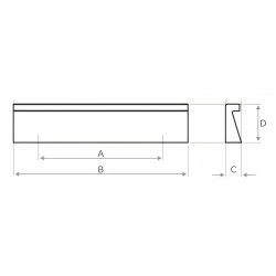 Puxador atual, barra rectangular cunha SCH 708.100.04, alumínio cromado brilho, 2 furos distância 64, C.100 x A.9 x L.22 mm