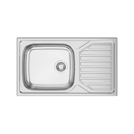 Lava louça RODI OKIO LINE 103, uma pia lateral com escorredor reversível, inox polido, encastrar, 860 x 500, MOD.600 mm