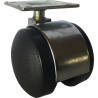 Rodízio giratório, roda Ø.45 dupla, sem travão, zincado/preto, base L.40 x C.40, A.58 mm