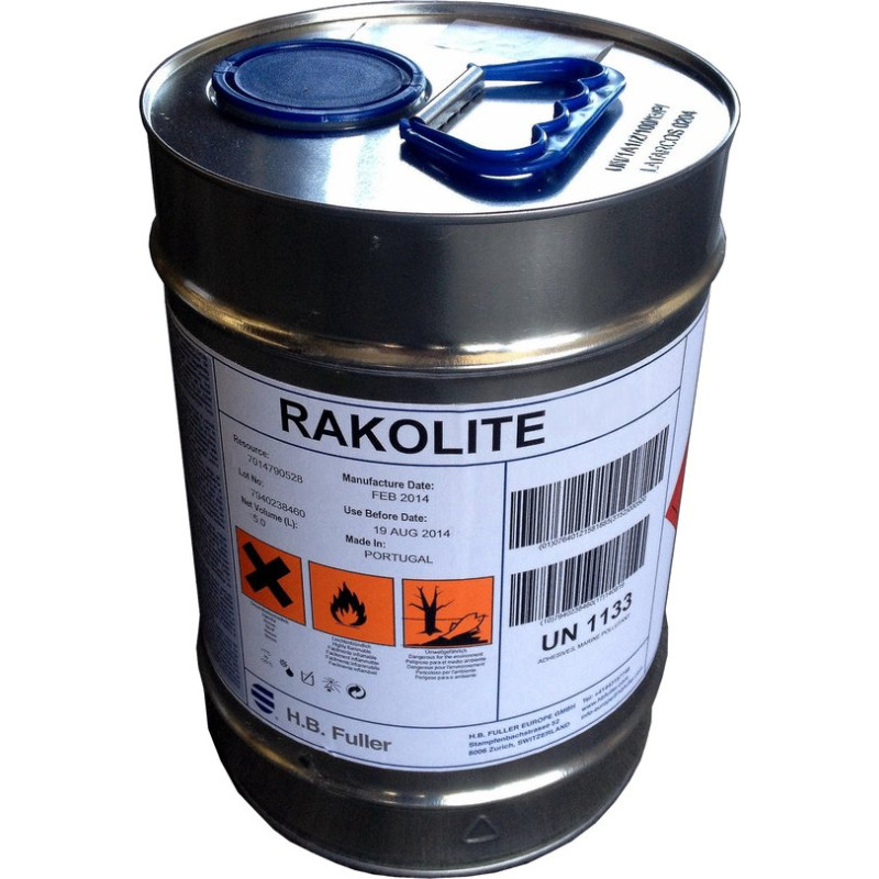 Cola de contacto H.B.Fuller-Rakoll RAKOLITE HS pigmentada à base policloroprenos em solventes orgânicos, amarelada, 20 lt