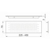 Grelha de ventilação para rodapé/cozinha, alumínio prata, E.2 x C.225 x A.70 mm