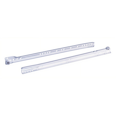 Corrediça de gaveta c/roda de nylon Murano T01A01300, extração parcial c/self close, aço branco, suporta 25 kg, E.1 x C.300 mm