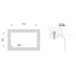Lava louça RODI UNA 75, duas pias sem escorredor, inox polido, aplicação inferior, superior ou á face, 740 x 440, MOD.800 mm