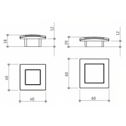 Puxador clássico, cogumelo quadrado convexo Sofima 1241, zamak bronze, 1 furo, L.40 x C.40 x A.18/12 mm