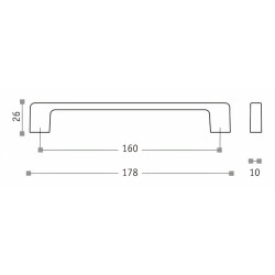 Puxador atual, asa barra rectangular Sofima 782, zamak niquelado mate, 2 furos distância 160, A.26 x L.10 x C.178 mm