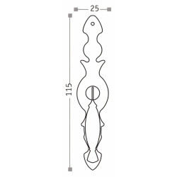 Puxador rústico, espelho c/pingente Sofima 162, zamak bronze, A.115 x L.25 mm