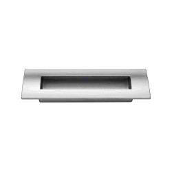 Puxador atual, concha rectangular SM 384, furado, zamak níquel escovado, 2 furos distância 128, A.11 x L.51 x C.162 mm