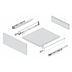 Lateral de gaveta c/amortecedor Vision Top Slim/fina Box, silenciosa, extração total, suporta 40 kg, antracite, A.89 x C.350 mm
