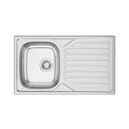 Lava louça RODI OKIO LINE 86, uma pia lateral com escorredor reversível, inox polido, encastrar, 860 x 500, MOD.450 mm