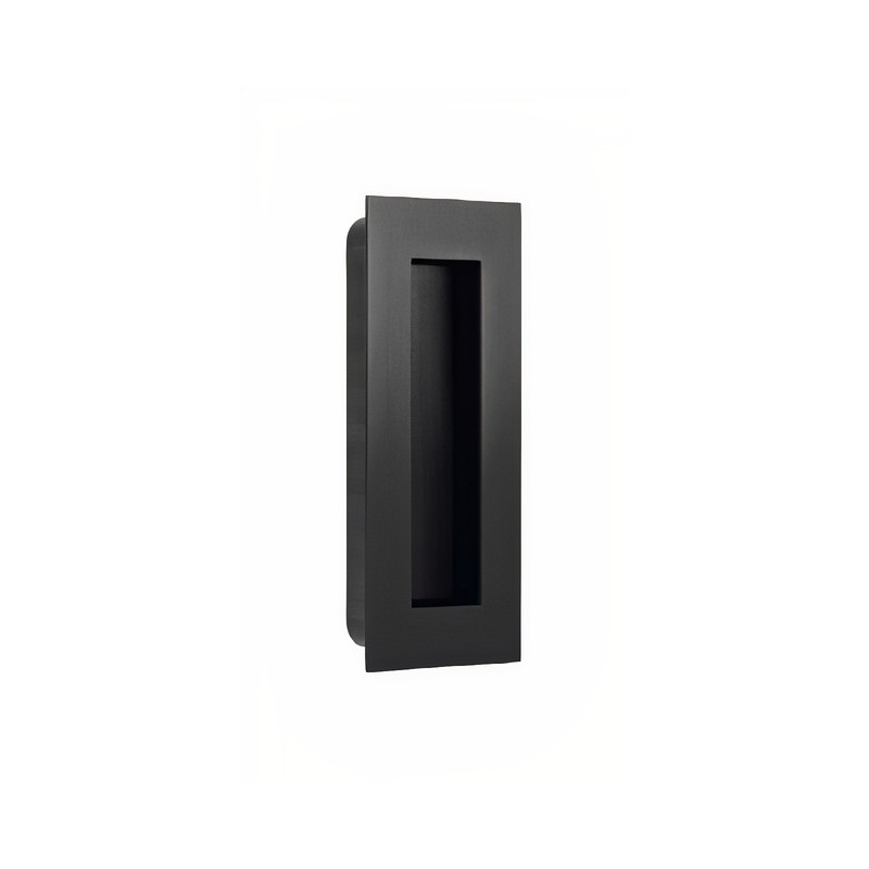 Puxador atual, concha rectangular embutir IN.16.412.TB, inox titanium black/preto, P.19 x L.55 x A.135 mm