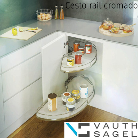 Conjunto 2 cestos direito para estrutura VAUTH-SAGEL CORNERSTONE MAXX, base branca, rail cromado, PORTA.600, MOD.1000 mm