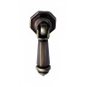 Puxador rústico, espelho octogonal c/pingente SM 324, zamak oxidado bronze, C.50 x L.21 mm