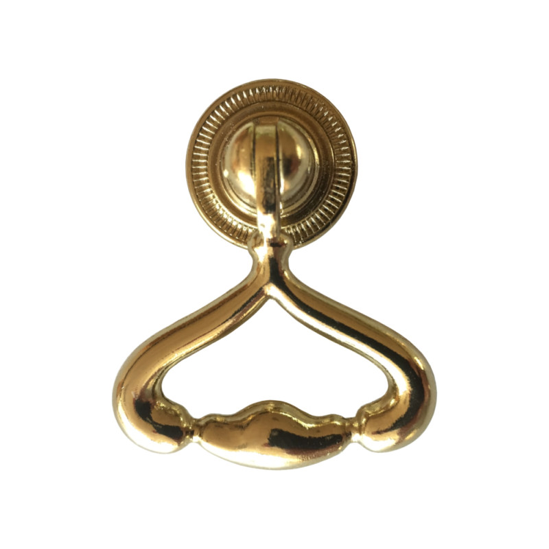 Puxador rústico, espelho redondo c/pingente argola SM 315, zamak oxidado bronze, C.48 x L.39 x A.15,6 mm