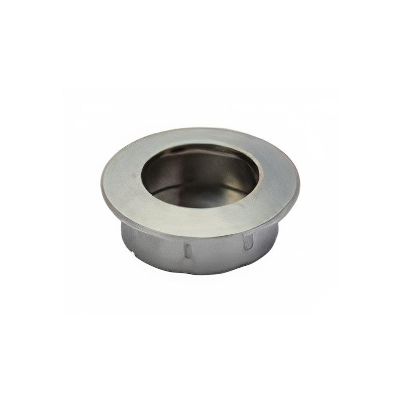Puxador atual, concha redonda embutir Sofima 1215, zamak cromado mate, Ø.43/35 x A.14,4/11,5 mm