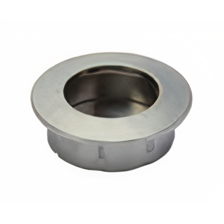 Puxador atual, concha redonda embutir Sofima 1215, zamak níquel escovado, Ø.43/35 x A.14,4/11,5 mm