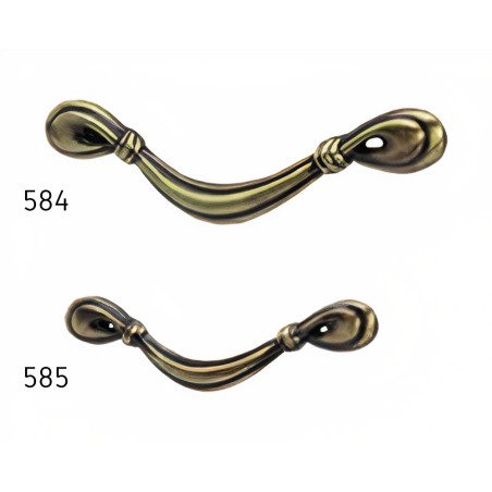 Puxador rústico, asa laço Sofima 584, zamak bronze, 2 furos distância 96, C.125 x A.15 mm
