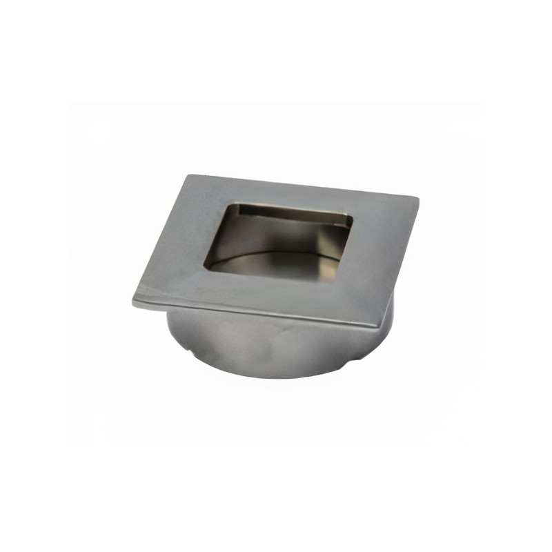 Puxador atual, concha quadrada embutir Sofima 1212, zamak niquelado mate, 2 furos distância 32, C.42 x L.42 x A.15,1 mm