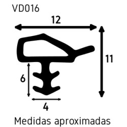Perfil vedante/batente VD016.50 p/portas de madeira, plástico PVC carvalho, A.11 x L.12 mm