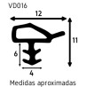 Perfil vedante/batente VD016.40 p/portas de madeira, plástico PVC mogno escuro, A.11 x L.12 mm