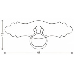 Puxador rústico, espelho c/pingente argola Sofima 168, zamak bronze, C.95 x A.43 mm