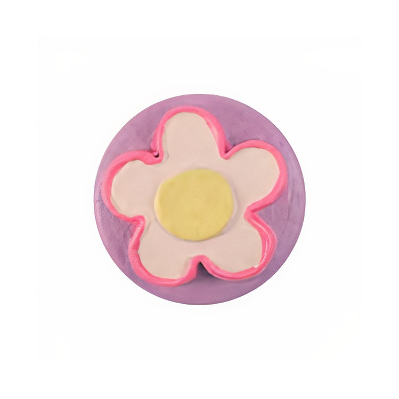 Puxador criança, redondo flor Nesu 357A1, porcelana violeta/creme, Ø.39 mm
