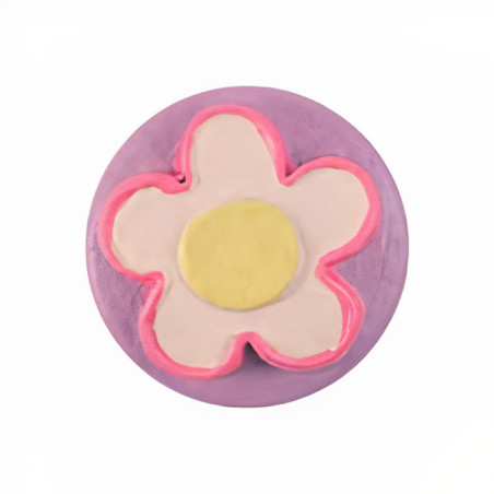 Puxador criança, redondo flor Nesu 357A1, porcelana violeta/creme, Ø.39 mm