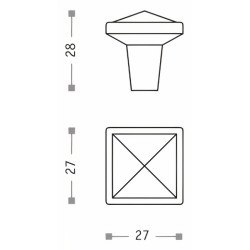 Puxador clássico, cogumelo quadrado pirâmide Sofima 094, zamak niquelado mate, 1 furo, L.27 x C.27 x A.28 mm
