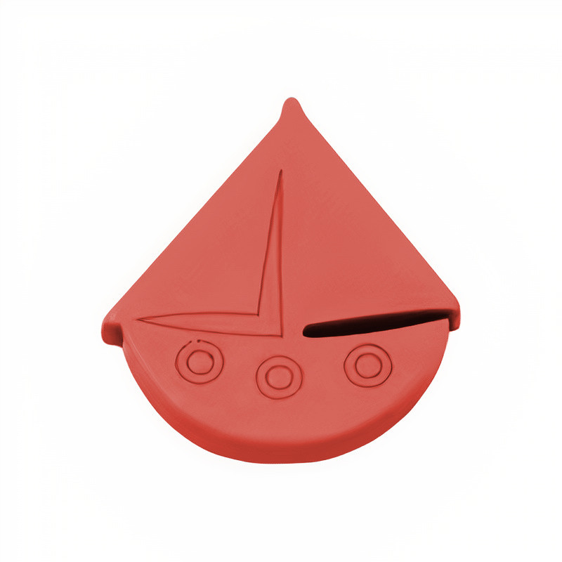 Puxador criança, barco Nesu 604RJ, metacrilato vermelho, 41 x 43 mm