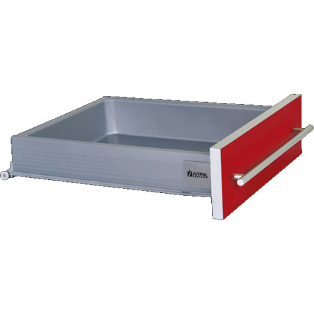 Gaveta em plástico (poliestireno) JUYPAL UNIVERSAL CLASSIC dupla 52510, com corrediça, cinza, A.90, MOD.500 mm
