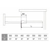 Corrediça de gaveta c/roda de nylon Murano T01A01300, extração parcial c/self close, aço branco, suporta 25 kg, E.1 x C.300 mm