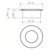 Puxador atual, concha redonda embutir Sofima 1215, zamak níquel escovado, Ø.43/35 x A.14,4/11,5 mm