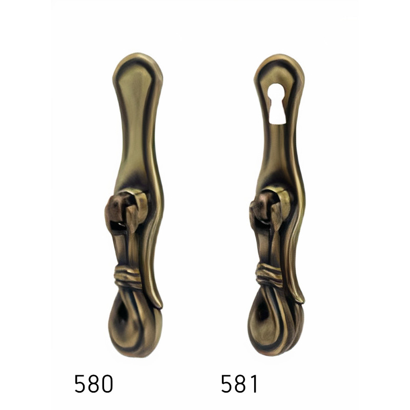 Puxador rústico, espelho c/pingente Sofima 581, zamak bronze, A.105 x L.20 mm (c/entrada de chave)
