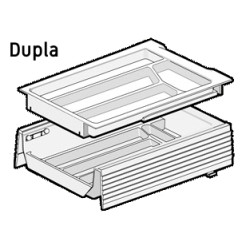 Gaveta em plástico (poliestireno) JUYPAL UNIVERSAL PLUS dupla 52600, sem corrediça, cinza, A.90, MOD.600 mm