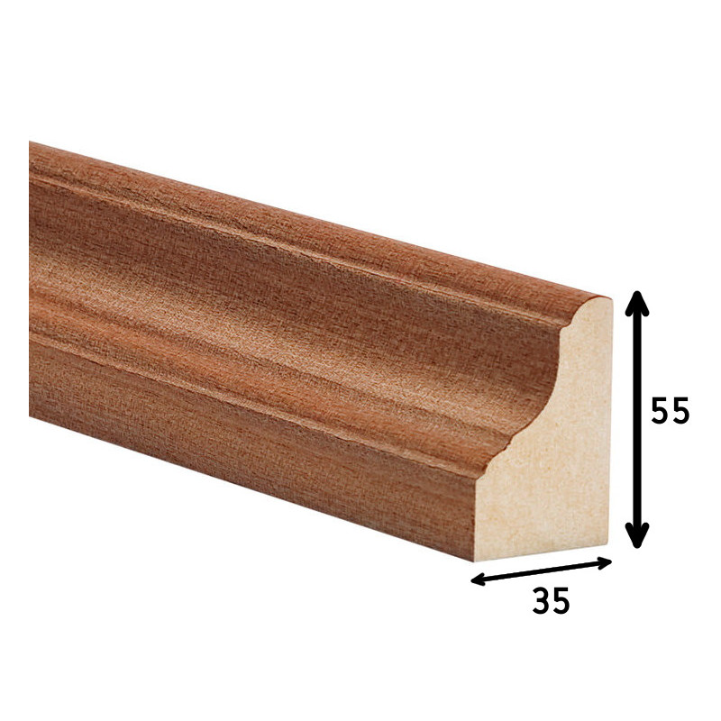 Perfil moldura 5535, MDF revestido a folha de pinho, A.55 x L.35 x C.3660 mm