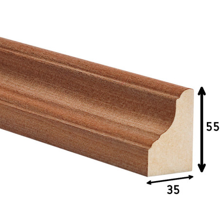 Perfil moldura 5535, MDF revestido a folha de faia F431, A.55 x L.35 x C.3660 mm