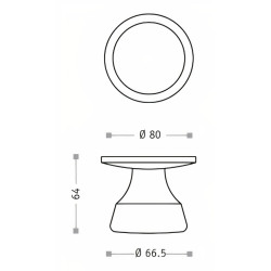 Puxador espelho redondo c/bola grande Sofima 482, zamak lacado preto. A.64 x Ø.80/66,5 mm