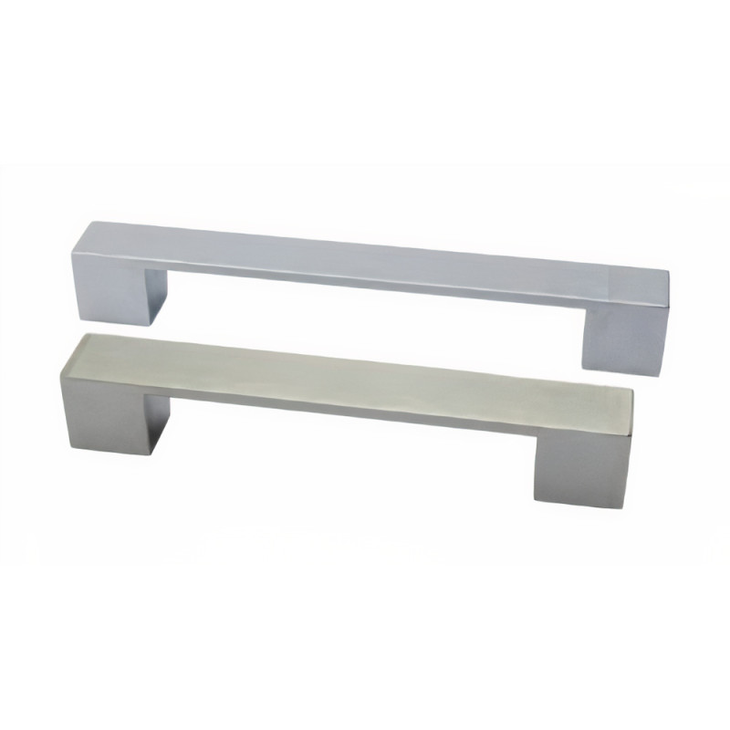 Puxador atual, asa barra rectangular Sofima 1222, zamak cromado mate, 2 furos distância 160, C.204 x L.25 x A.28 mm