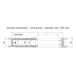 Caixilho SCRIGNO SCRIGNOtech ST3413 p/porta de correr, p/parede alvenaria EXT.105 x INT.70, L.800 x H.2020 mm