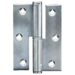 Dobradiça meio balanço P5 para porta, inox, 3,5", 90 x 65 x 2,5 mm, esquerda
