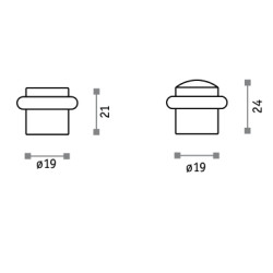 Batente para porta de interior Sofima 1025, latão niquelado mate, Ø.19 x A.21 mm