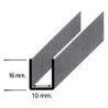 Perfil calha U 11595/1014, alumínio cromado mate, para porta de roupeiro com 10 mm