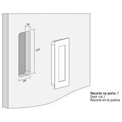 Puxador atual, concha rectangular embutir IN.16.412.TB, inox titanium black/preto, P.19 x L.55 x A.135 mm