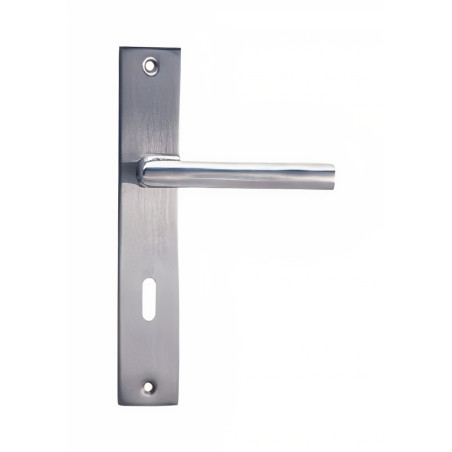 Puxador espelho alto rectangular c/manete redonda F705 SS4012, inox, Ø.16 x L.40 x A.220 mm
