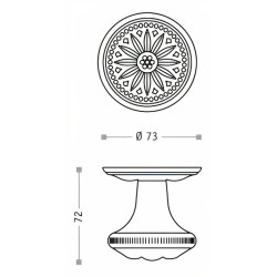 Puxador rústico, espelho redondo c/bola grande Sofima 472, zamak niquelado preto, A.72 x Ø.73 mm