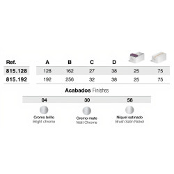 Puxador atual, asa ponte SCH 815.192.58, zamak níquel satinado, 2 furos distância 192, L.32 x A.38 x C.256 mm (cor dá p/mudar)