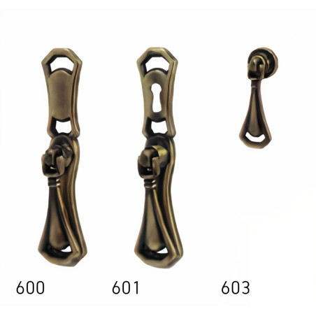 Puxador rústico, espelho c/pingente Sofima 600, zamak bronze, A.115 x L.23 mm