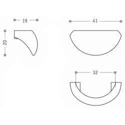 Puxador atual, gola Sofima 739, zamak niquelado mate, 2 furos distância 32, A.20 x P.19 x L.41 mm