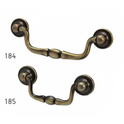 Puxador rústico, espelho redondo c/pingente asa Sofima 184, zamak dourado, C.118 x A.30 mm