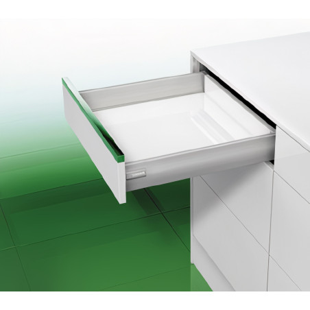 Lateral de gaveta com amortecedor GRASS DWD-XP H95 single set, silenciosa, extração total, suporta 40 kg, cinza, A.95 x C.500 mm